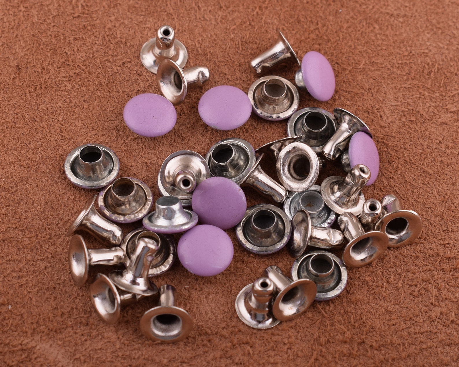 Purple Rivet Studs Rivets 100sets 7*8mm Purple Rivets Metal Button Double Head ...