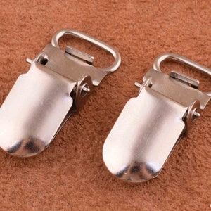 Suspender Clips Metal Pacifier Clips silver ID card clips 28*11mm braces clips, dummy clips,Metal Suspender Clips for card