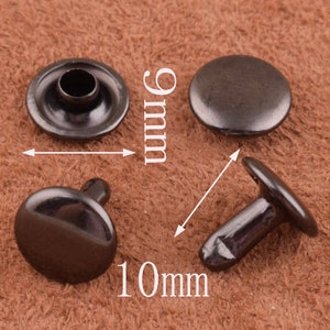 100 Sets Double Cap Rivets, BLACK Stud Rapid Rivets Leather Craft, rivets for labels,rivets for leather,rivets for tags,rivets for jewelry