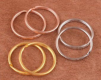 30pcs metal Key rings, Three kinds of color Split rings, 22mm Gold key ring, rose Gold keychain ring for key/bag/wholesales