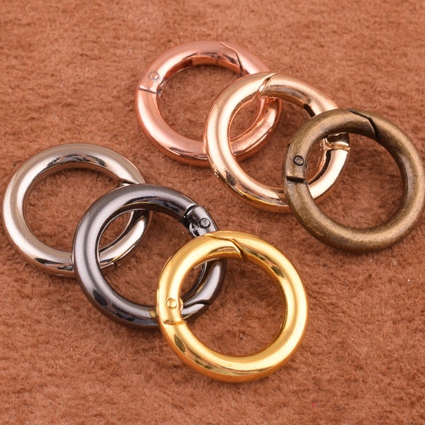 10PCS Ring Clasps Round Circle Shape Spring Hook 13mm Spring gate ring Thick spring ring push gate snap hook For bag Making Leather Bracelet