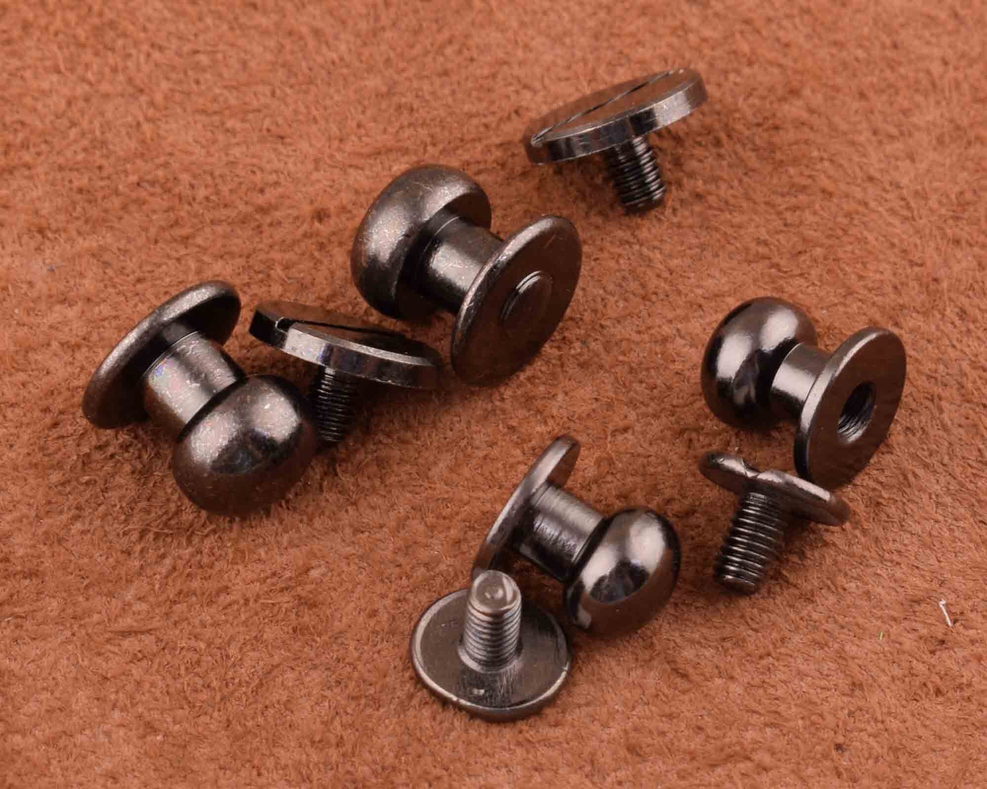 60 Sets Silver Chicago Screws, M54mm Leather Rivets Screw Rivets Buttons Diy Leather Trim Craft Bookbinding For Decorate Repair Belt Bag Shoes Purse