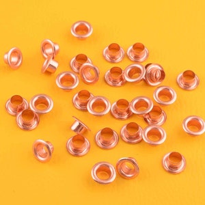 Eyelet with Washer Leather Craft Repair Grommet 5mm rose gold Eyelet grommet metal Hole round Eyelets,Pack of 100 sets