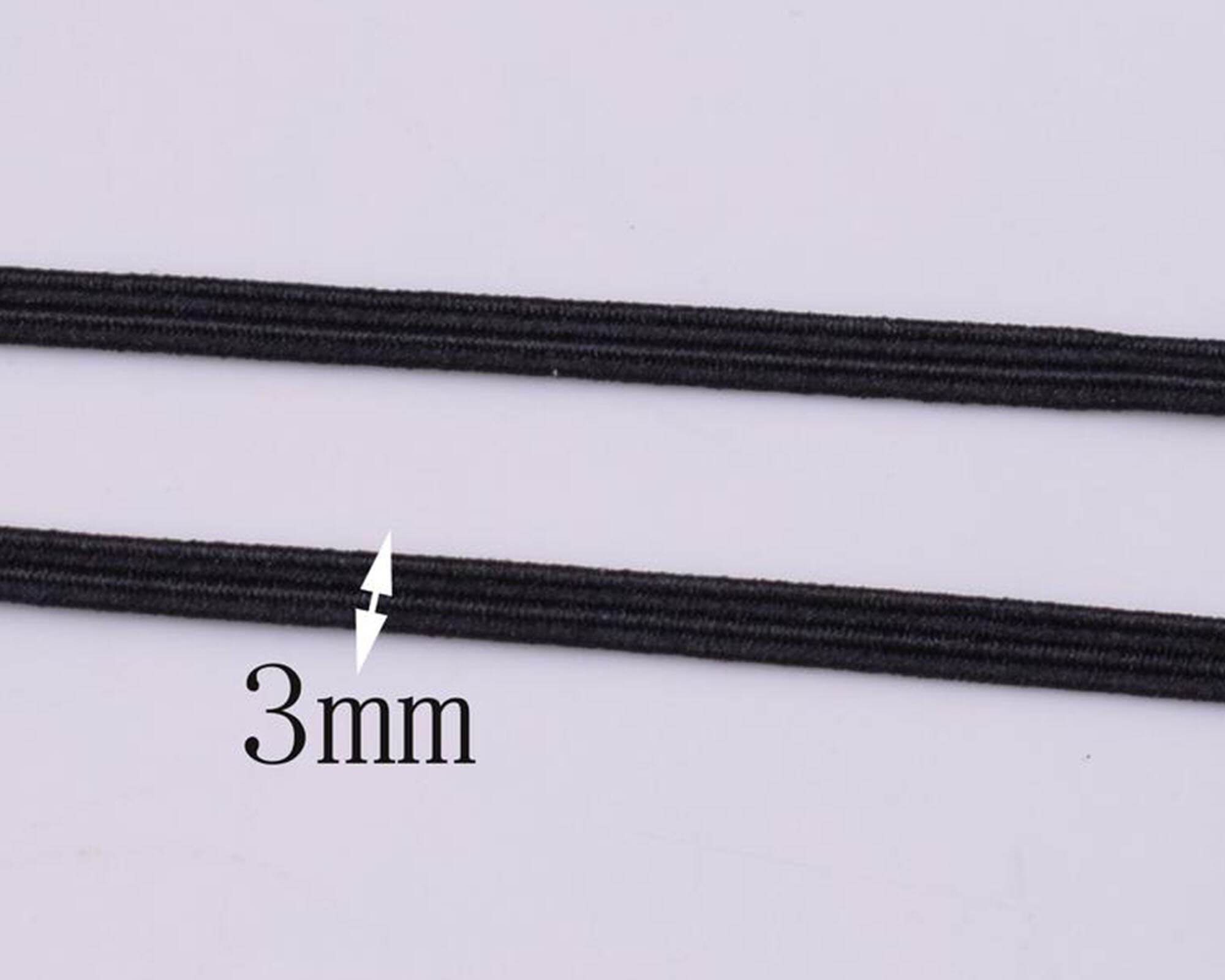 3mm Black Flat Elastic Cord for Face Mask Stretch Cord Elastic Band String  for Mouth Mask Craft DIY Sewing Supplies Jewelry Making,clothing 