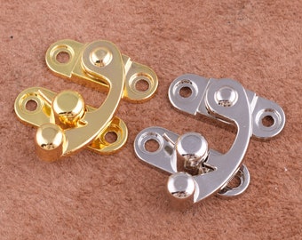 Metal Hasp Lock 8 Sets Decorative Swing Arm Latch Catch Wood Box Hasp Clasp Lock with Screws 28*32mm metal locks For box/Leather/Suitcase
