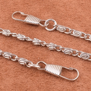 Cadena de monedero de plata de 45 pulgadas, cadena de bordillo de hierro pesado 12 mm, cadena de monedero de alta calidad, correa de bolso de hombro de metal, cadena de mango de reemplazo