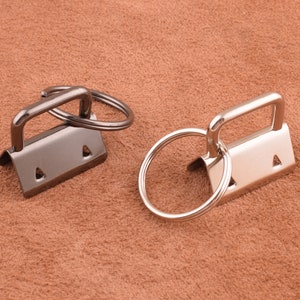Key Fob Hardware 1 inch silver 10 sets,Key Fob Hardware with Key Rings Sets Keychain Findings for webbing/purse