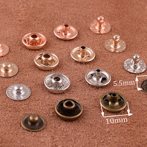 30 sets 10*5.5 mm Copper metal Rivets Silver Snap Fasteners Press Stud Leather Craft Closure Fasteners For DIY leather and cotton handbags