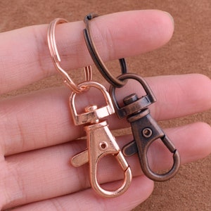 Swivel Hook Keychain with Key Ring,rose gold/copper swivel clasp,Includes Classic Lobster Swivel and 1 Inch Key Ring Loop for key/diy making