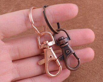 Swivel Hook Keychain with Key Ring,rose gold/copper swivel clasp,Includes Classic Lobster Swivel and 1 Inch Key Ring Loop for key/diy making