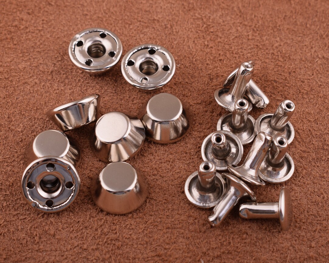 Silver Medium Rivets 10*11mm Metal Button Double Cap Rivets 30sets ...