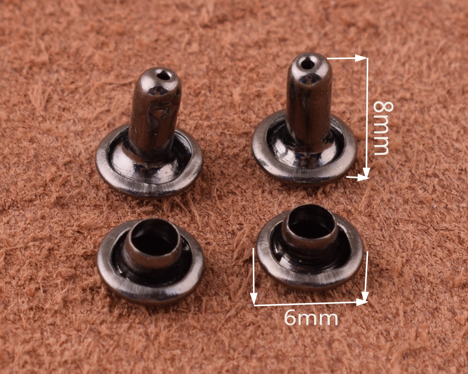 200sets 6mm-gun Black Metal Rivet for Leather Craft,small Compression ...