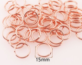 50 pcs Metal  rose gold Key Rings,Keychain Connectors jump rings,Split Rings Circle Key Rings,O Ring loop For key/Key Holders,diy making