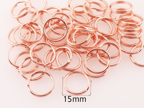 50 Pcs Metal Rose Gold Key Rings,keychain Connectors Jump Rings