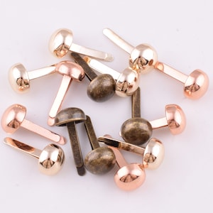 50pcs Round Brads Rose Gold Head Round Brads Scrapbooking Paper Fasteners,Mini 8*17mm brads pick your color pastel for paper/bag/diy making