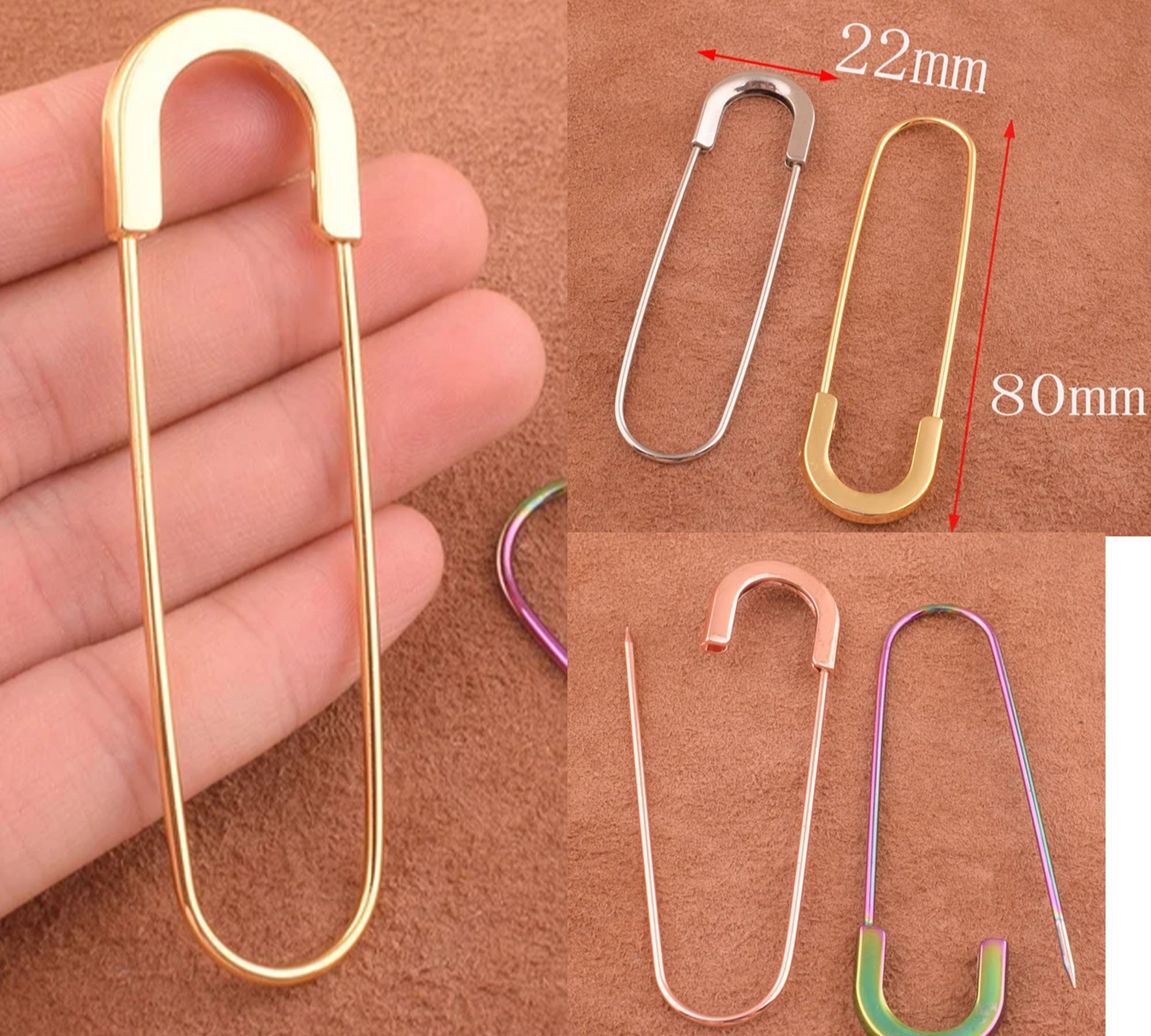 10 Cm Large Safety Pins Rose Gold/gold 1-3 PCS 