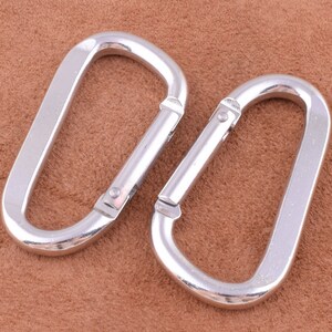 silver Key Chain Carabiner Clip,56*22mm Key Ring, Paracord Key Chain D ring clip 10pcs Carabiner Hook Keychain Leathercraft Accessory