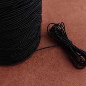 Cavo elastico,1,0 mm Cavo elastico nero rotondo,Nylon Rubber Stretch String Corda elastica durevole per perline / maschera facciale / fatta a mano