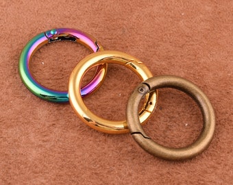 Circle Spring Gate Rings,Metal Ring Round Buckle,Hook Hook Buckle,Coil Open Loop Buckle,Bag Hardware Accessories for Lanyards/bag/key-20pcs