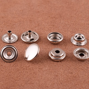 30sets 12mm Copper metal Rivets Silver Snap Fasteners Press Stud Leather Craft Closure Fasteners For DIY leather and cotton handbags