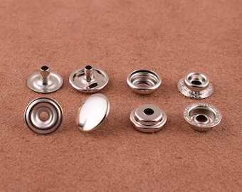 30sets 12mm Copper metal Rivets Silver Snap Fasteners Press Stud Leather Craft Closure Fasteners For DIY leather and cotton handbags