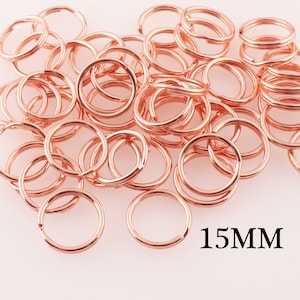 80Pcs Split Rings Circle Key Rings,15MM rose gold Key Rings,Metal Keychain Connectors jump rings,diy making,O Ring loop For key/Key Holders