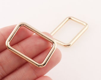 1 Inch Rectangle Ring,6 Pcs Pale Gold Rectangular Loop Handbag Purse Bag Leather Craft Square Ring Loop Strap Purse Notion Bag Hardware