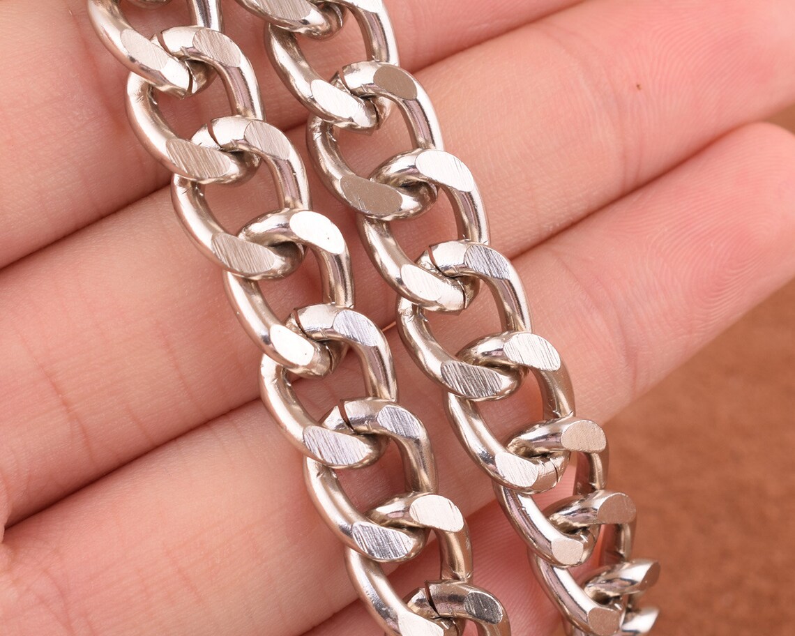 Chunky Curb Chain1210mm Aluminum Twisted Curb Chainsilver Etsy