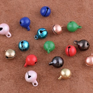 100pcs Jingle Bells 10mm End Charm Christmas Decoration,Bell Pendant cat collar bells Christmas metal bells for Christmas gift/diy making