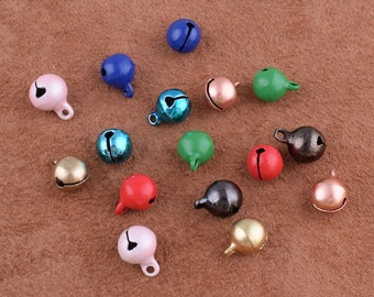 100pcs Jingle Bells 10mm End Charm Christmas Decoration,Bell Pendant cat collar bells Christmas metal bells for Christmas gift/diy making