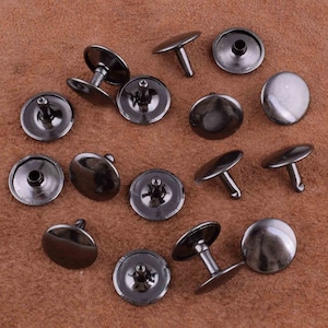 Double Cap Rivets Studs Medium Large Rivets,15*12mm round metal flat rivets,Rapid Rivets Leather Craft repairs for Leather/purse/diy making