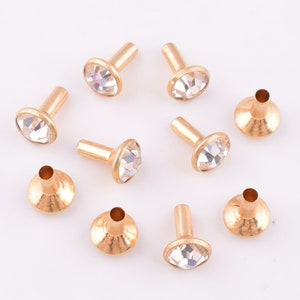Rhinestone Rivets Large Crystal Rivets.12*9mm clear Single Cap crystal rivets Metal Brass Rapid rivets for Leather,Sewing and Crafts-50pcs