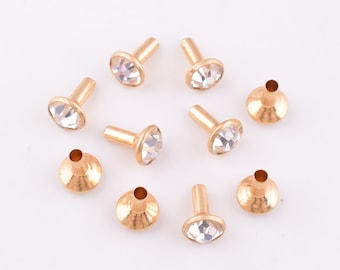 Rhinestone Rivets Large Crystal Rivets.12*9mm clear Single Cap crystal rivets Metal Brass Rapid rivets for Leather,Sewing and Crafts-50pcs