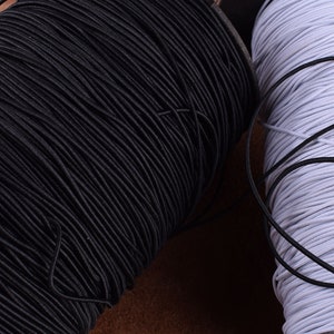 Cavo elastico,50 yards 1,0 mm Nero/bianco cavo elastico rotondo, Nylon Rubber Stretch String Corda elastica per la perline / maschera di fabbricazione