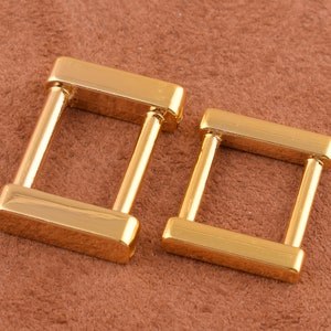 15pcs adjustable prongs buckle Rectangle Rings gold rectangular rings metal strap buckle Adjustable buckle for leather craft belt bag purse