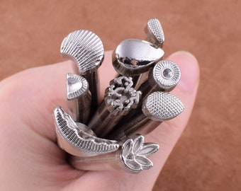 lederen punch tools lederen stempelen tools metalen stempels, 2 stuks lederen stempels, sieraden maken tools, border stempel holle stempel voor leer