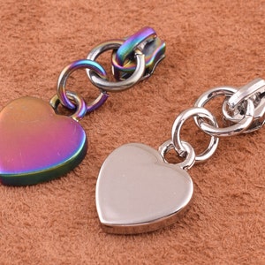 4mm heart Zipper with Double Pull-Metal Zipper Slider 5# Head for Metal Zipper silver Replacement Purse Hardware Wholesale bulk