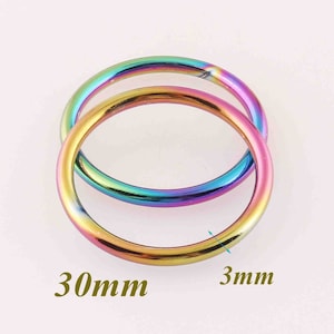 6 PCS Rainbow O Rings,30MM Metal O-Rings,Rainbow Color Bag Holder,round ring,O Ring Choker,o ring necklace-o ring belt