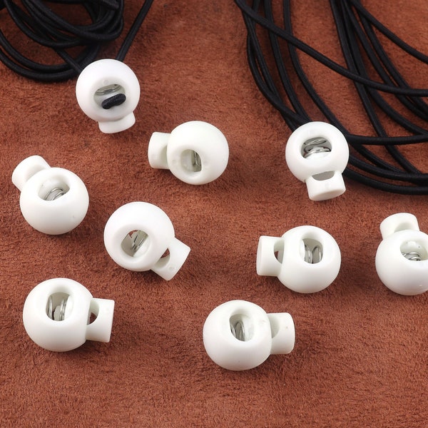 Cord Lock,White Plastic Cord Stopper Rope End Toggle Clip Buckle,Shoelace Sportswear Clothing mask cord adjustment Accessories