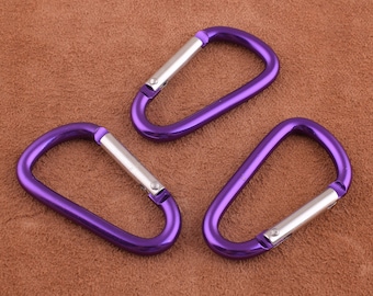 Carabiner Camp Snap hook 40*18mm purple Carabiner Clip Carabiner keychain carabiner hook clasp spring D ring push gate clip-6pcs
