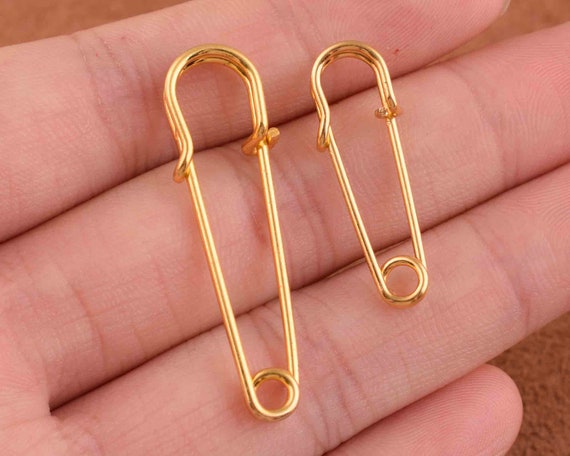 Safety Pin Earrings,hypoallergenic Stainless Steel Gold Minimal Hoop  Earrings Fashionable Simple Safety Pin for Clothes/tag,two Size 