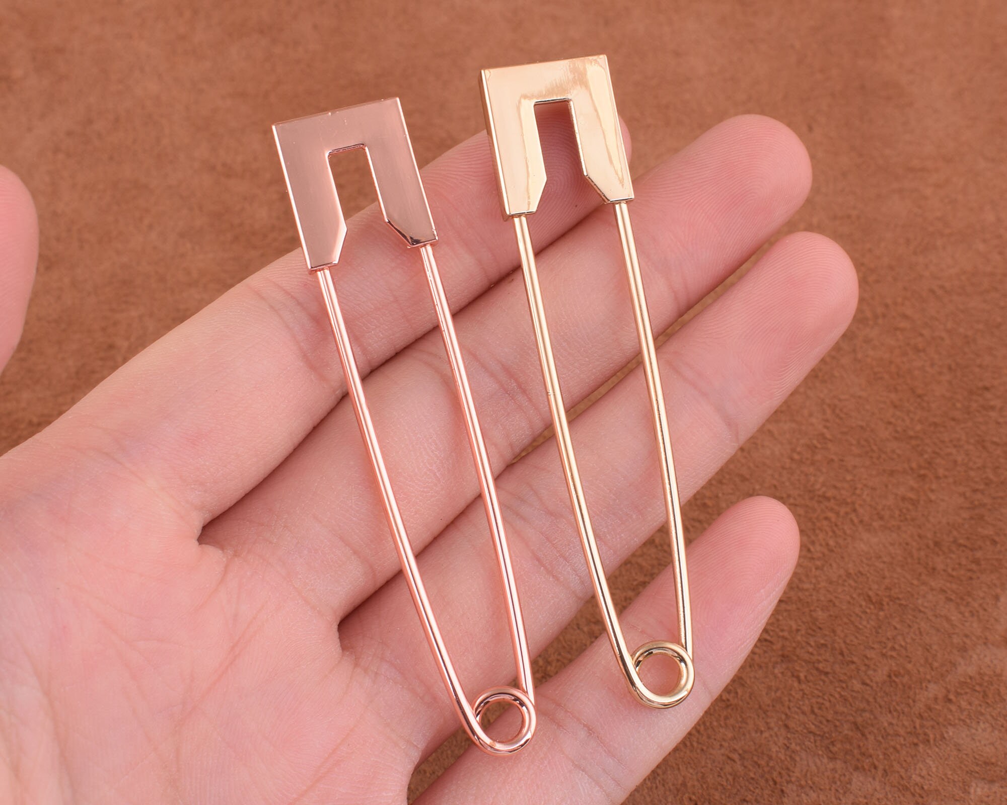 56 Mm Gold and Rose Gold Safety Pins,large Safety Pin Brooch,charm  Holder,rose Gold Brooch Pin,kilt Pin Label Pin Brooch Pendant Connector 