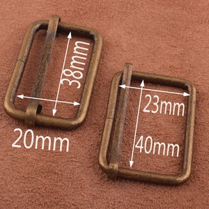 20*38/23*40mm metal buckle,6pcs bronze belt buckle belt slide leather making  for collars/bags/ straps and belts