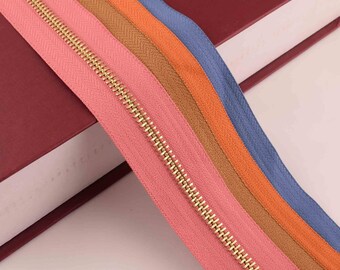 Nylon coil Metal Zipper Fastener Slider Gold teeth copper zippers wholesale zippers Wholesale for Zip head Purse Making Hardware 5#