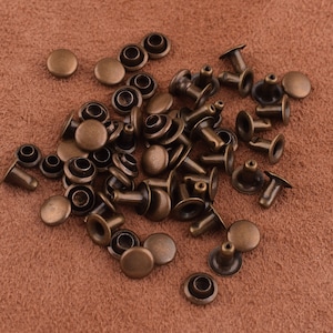 100sets 6*6mm bronze Rivets Metal Button Double Capped Rivets Double Head Purse Notions Rivet Studs for Bag/ Belt