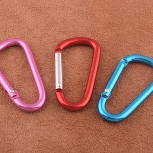 blue/red/pink carabiner clips 1.5 inch key fob spring snap 8pcs 39*16mm aluminum lock climbing hook aluminum carabiner