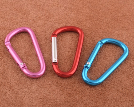 5 NEW BLUE ALUMINUM CARABINER KEY CHAINS SNAP HOOK 100 AVAIL FREE SHIPPING 
