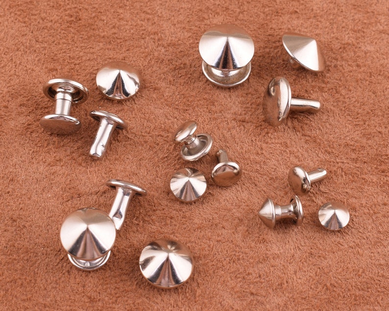 Silver Double Cap Rivets Five Kinds of Size Stud Rapid Rivets Leather ...