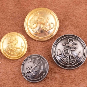 10 PCS gold Metal Button/gunmetal Button/Shank Button,Anchor shape Blazer Button,18/23mm Metal Button with Shank for jacket/clothes/shirt