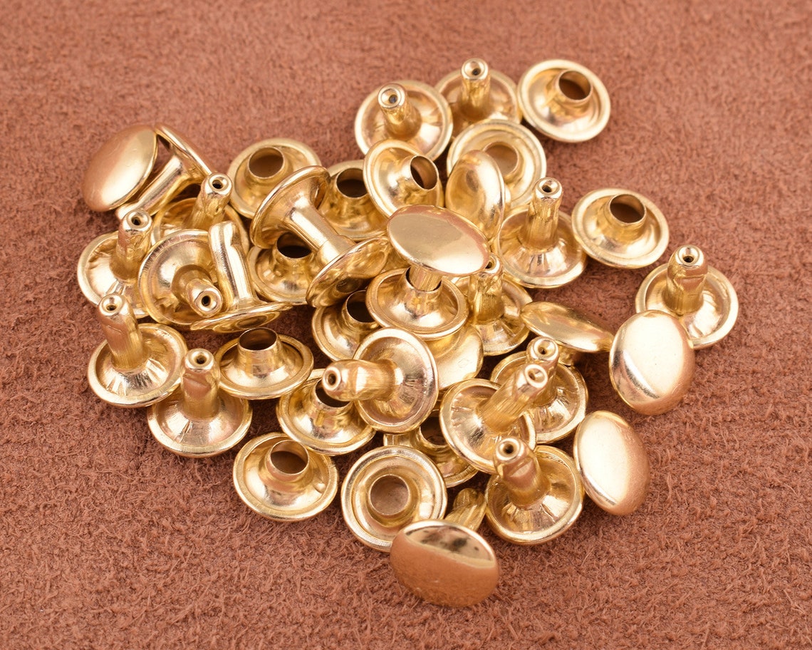 99mm Double Caped Rivets 100sets Light Gold Rivets Metal Etsy